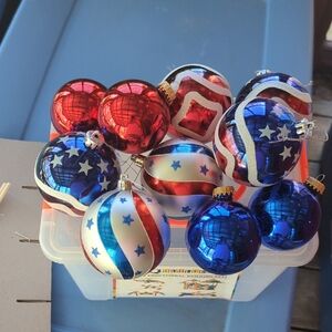 Patriotic Red White Blue Christmas Ornament Set